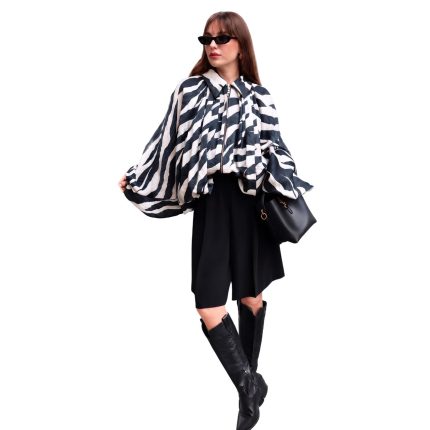 Zebra/Animal Print Poncho Top with Shorts & Boots
