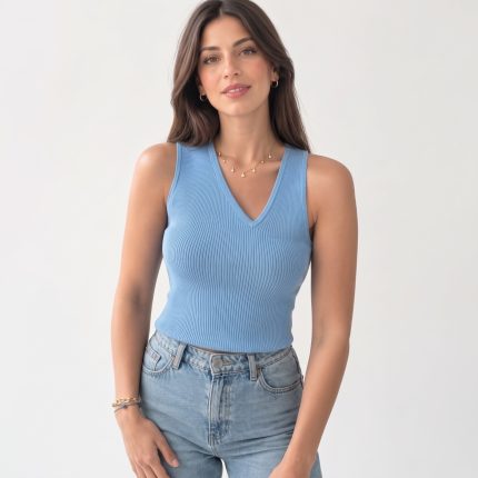 Ribbed Scoop Neck Tank Top