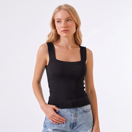Square Neck Ribbed Tank Top
