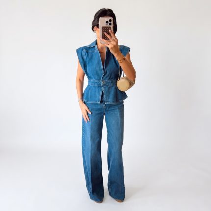 Denim Vest Top & Matching Flare Denim Jeans Co-ord